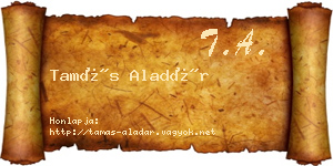 Tamás Aladár névjegykártya